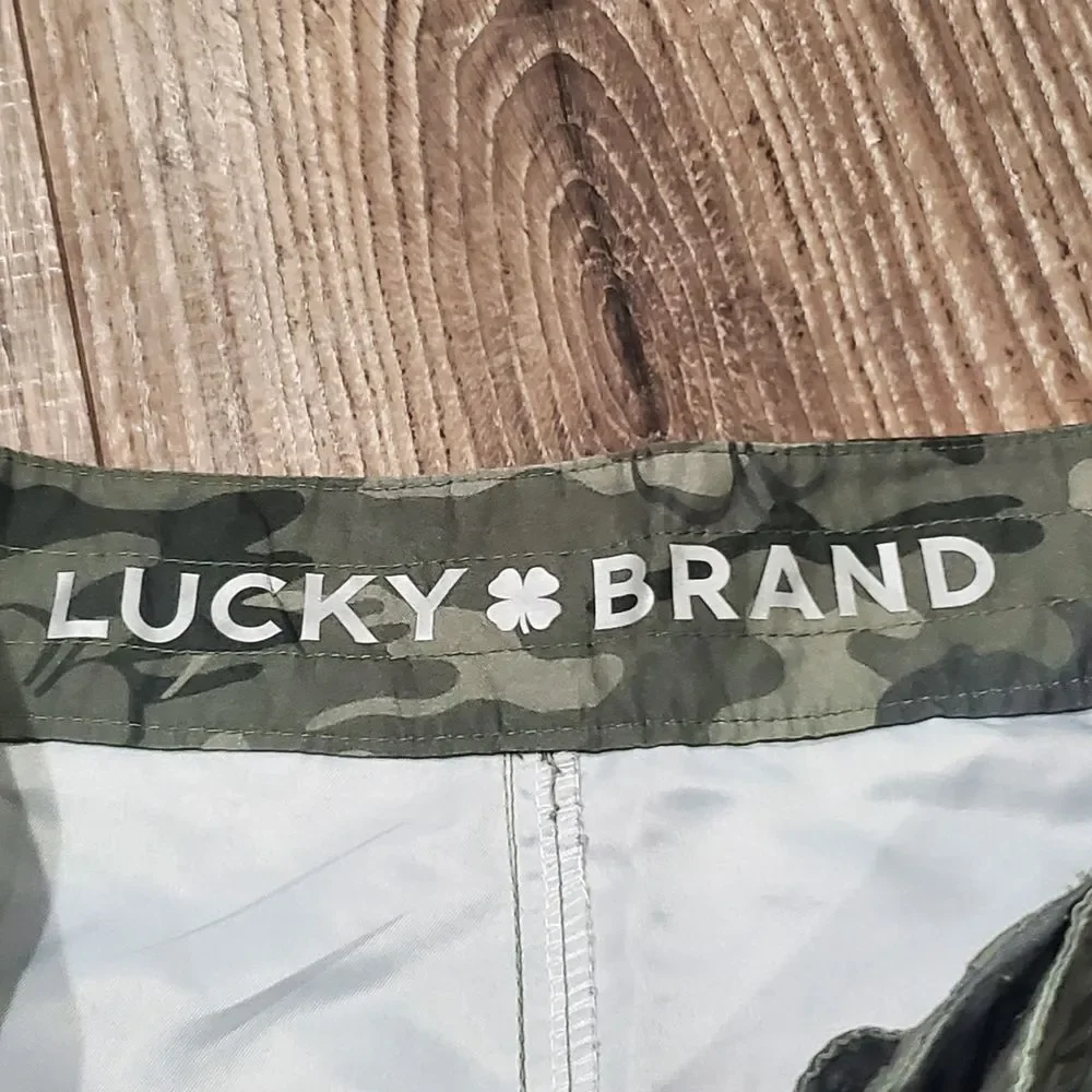 Boys Lucky Brand Swim Shorts Size 16 Green Camo Kids Swim Trunks